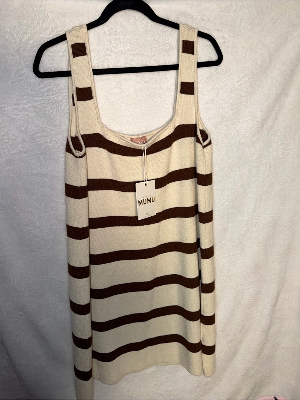 MuuMuu Cream and Brown Striped Knit Dress